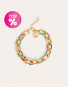 Pulsera Link Rainbow Enamel Acero Baño Oro