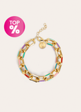 Pulsera Link Rainbow Enamel Acero Baño Oro