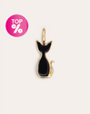 Charm Salem Gato Enamel Black Baño Oro