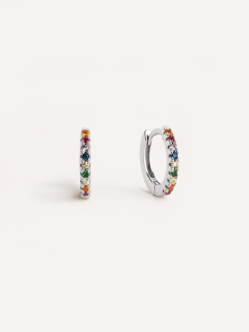 Colors Silver Hoop Earrings