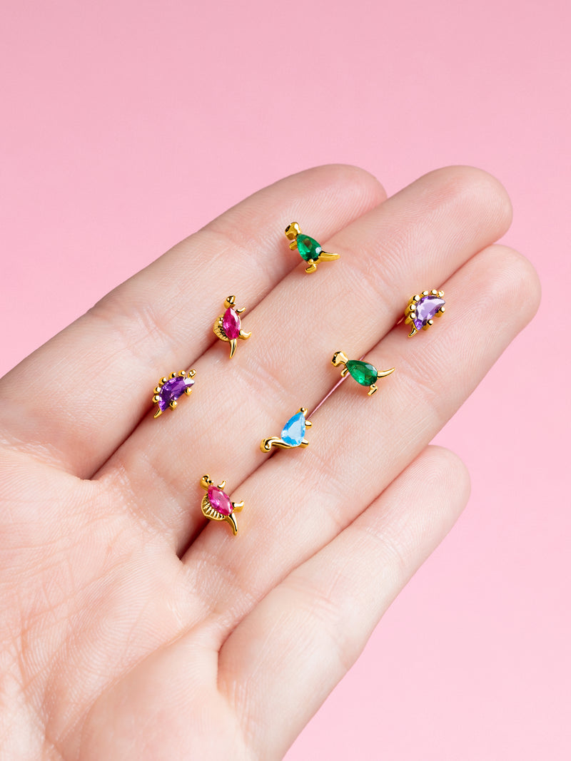 Dino Brontosaurus Sky Gold Single Earring