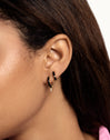 Spark Black Enamel Gold Hoop Earrings