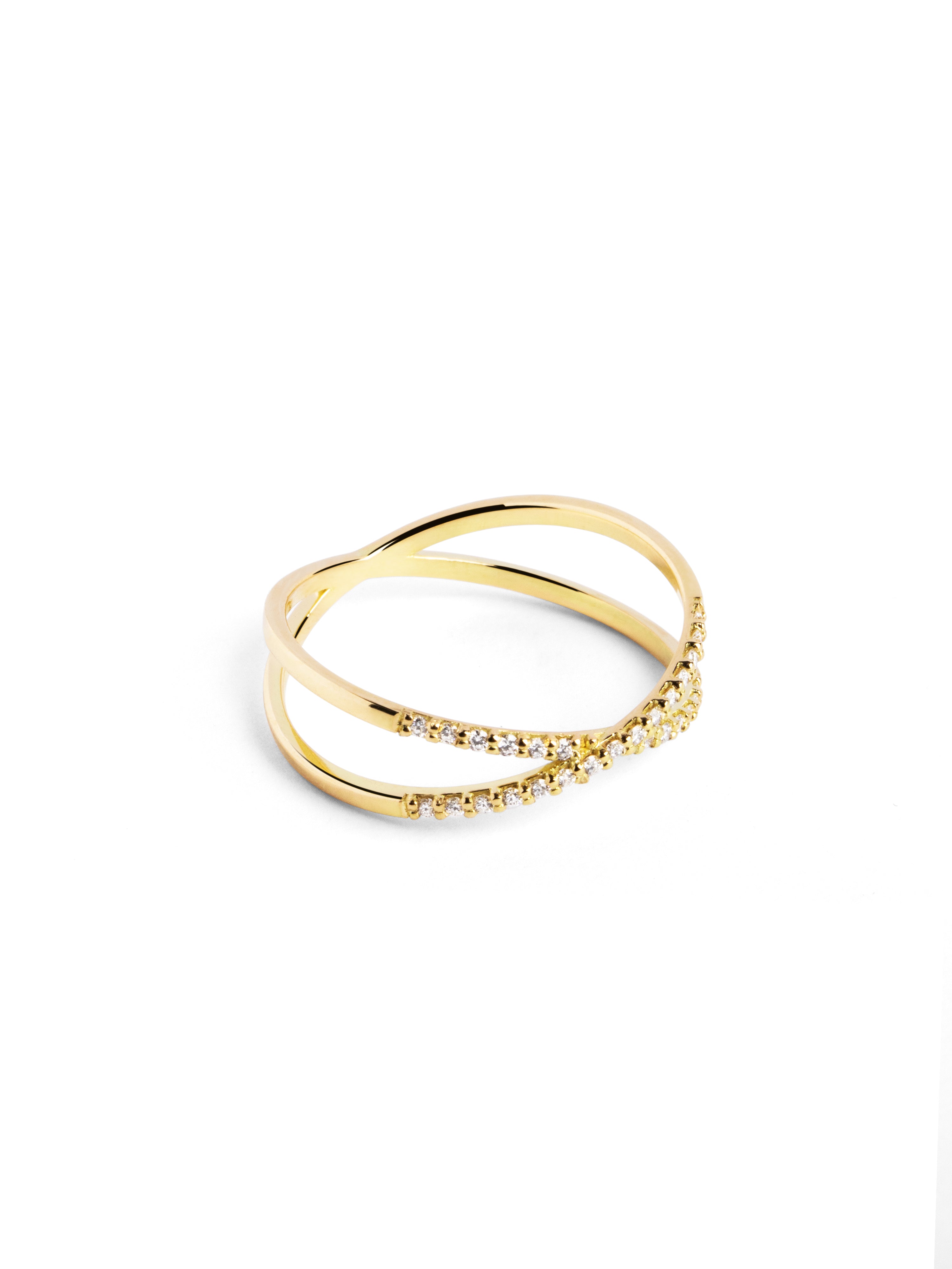 Cross Céline 18k Yellow Gold Ring with Diamonds