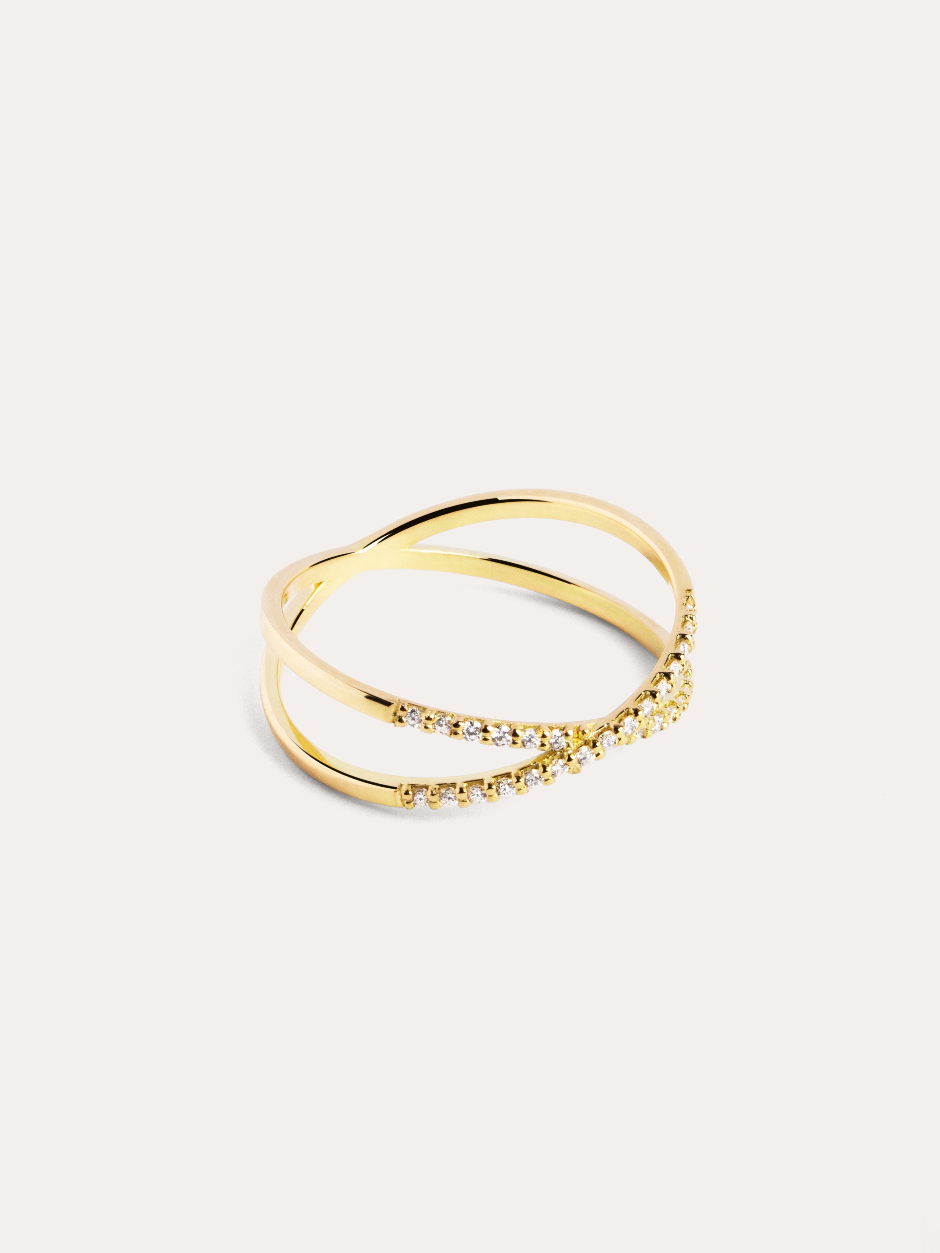 Cross Céline 18k Yellow Gold Ring with Diamonds