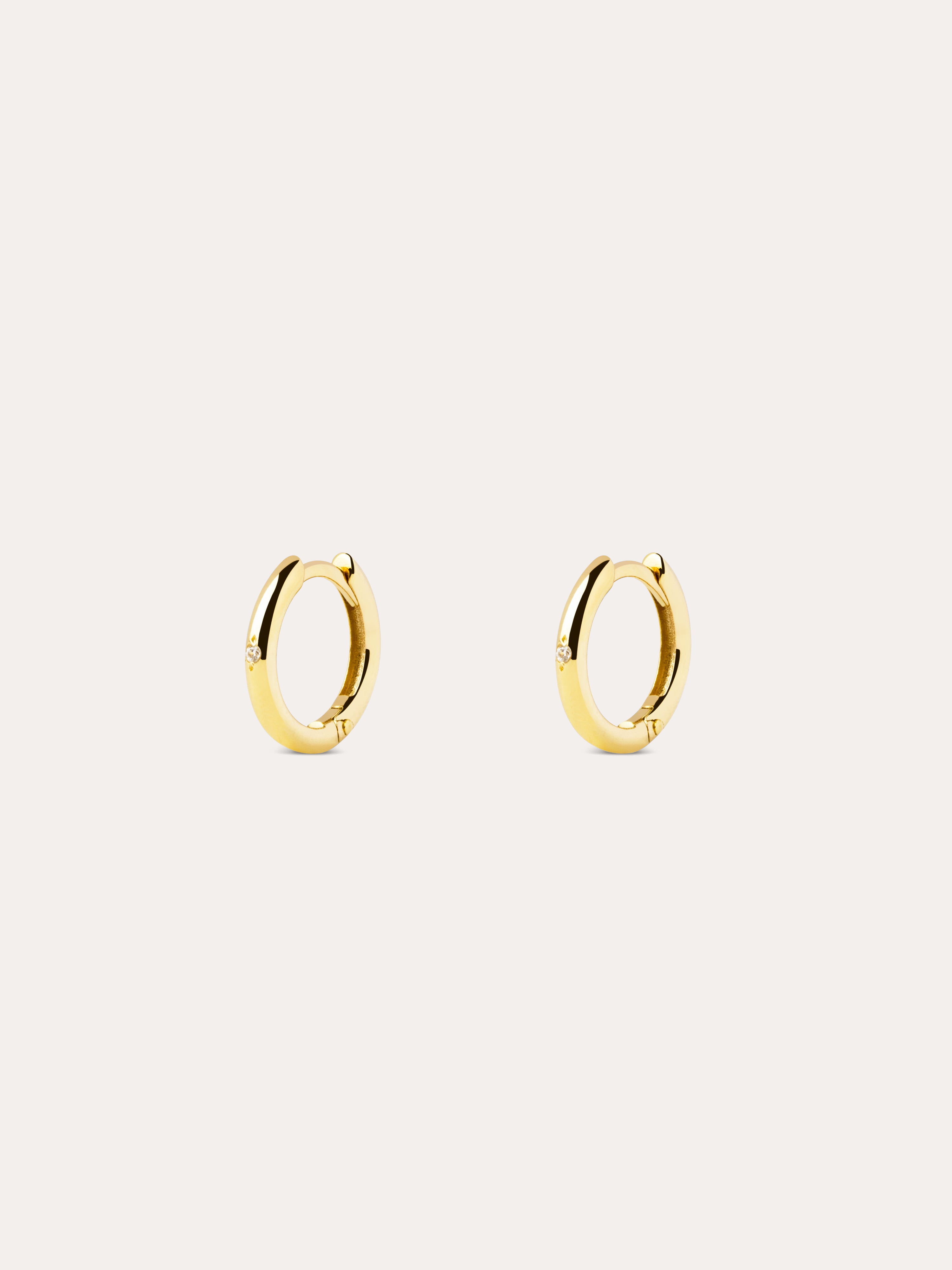 Grace 9k Yellow Gold Hoop Earrings with White Topaz