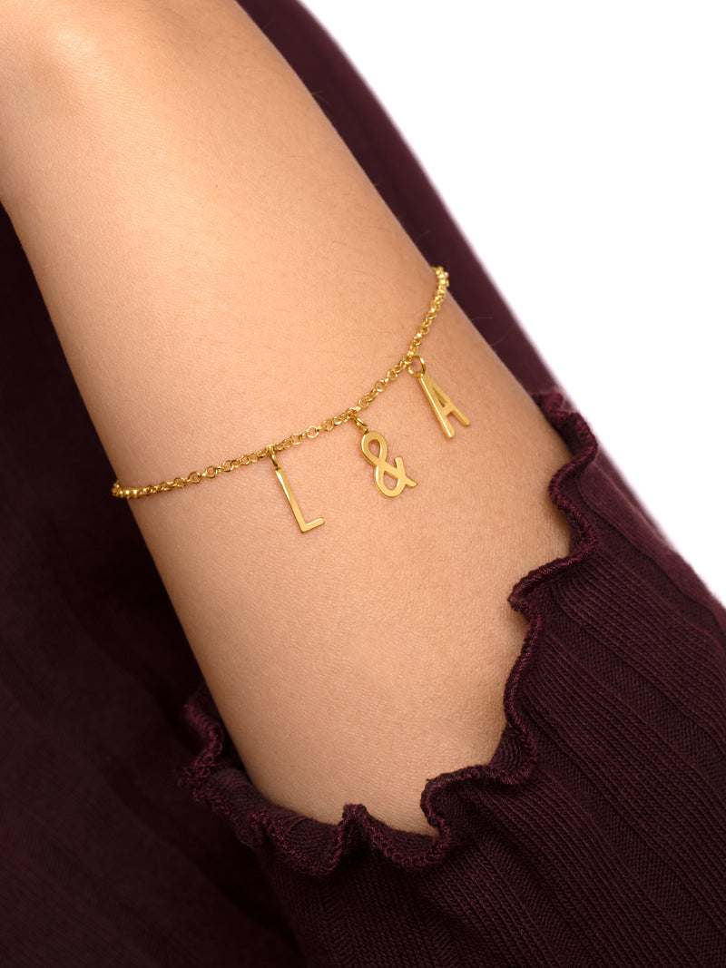Initial Personalized Letters & Silver Necklace with Gold Plating