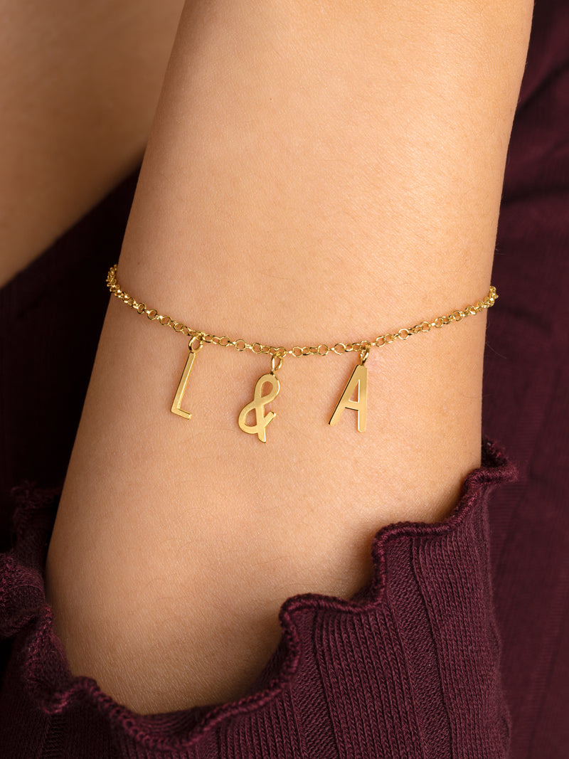 Initial Personalized Letters & Silver Necklace with Gold Plating