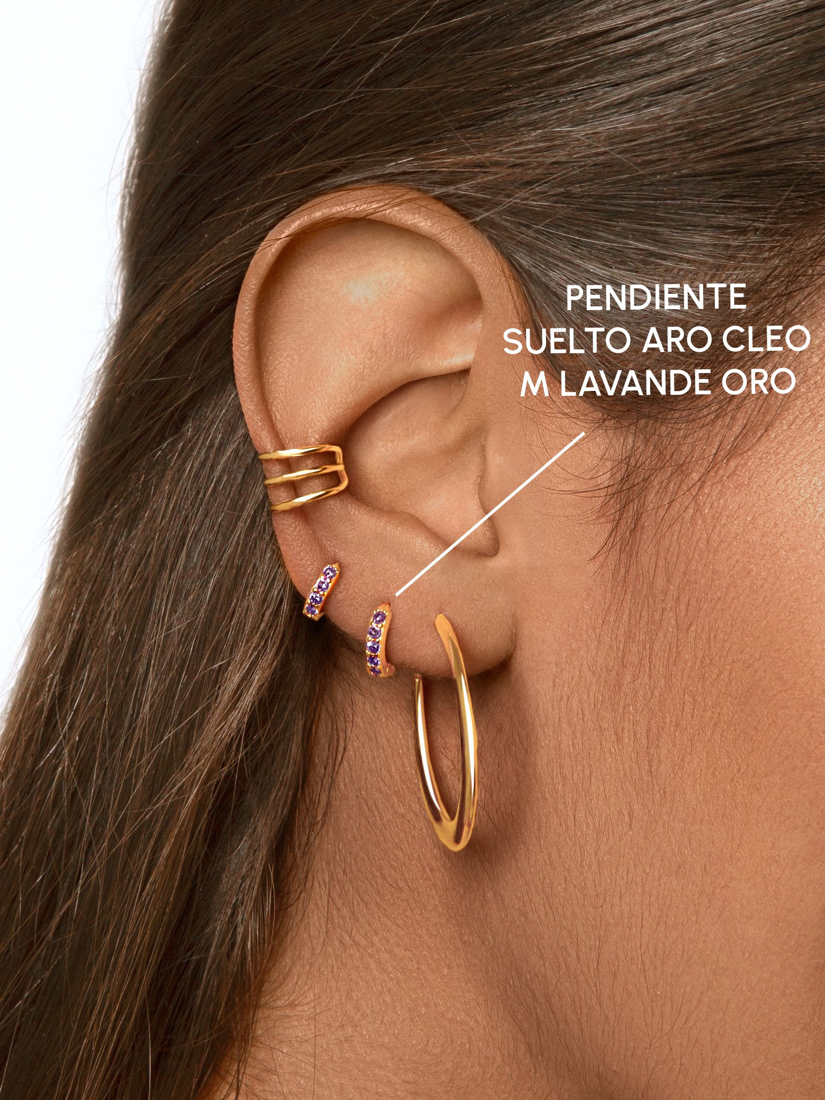 Cleo M Lavender Gold Hoop Single Earring