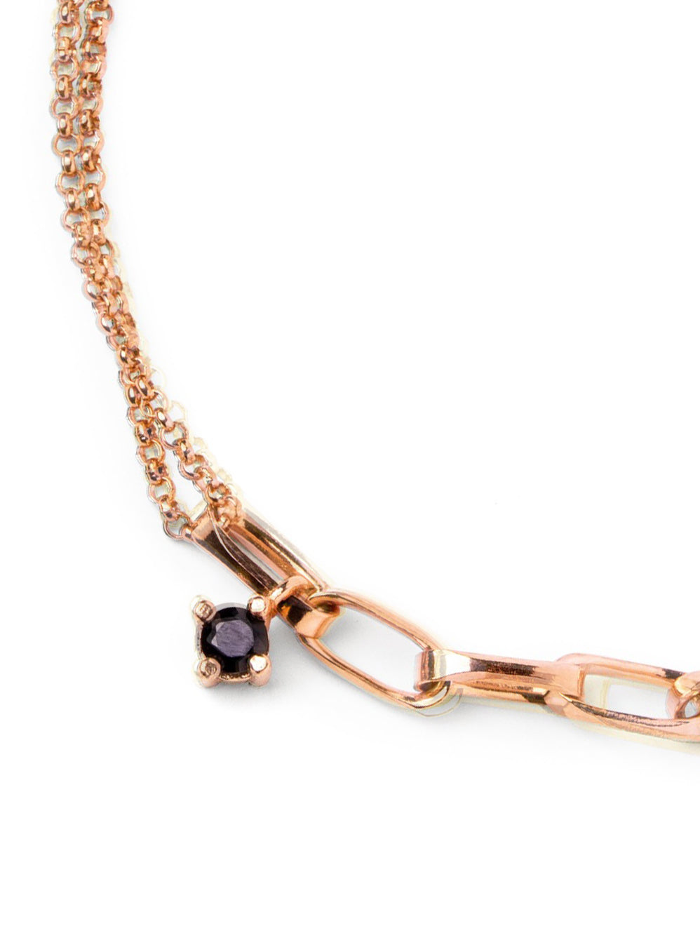 Pulsera Chic Black Plata Baño Oro Rosa
