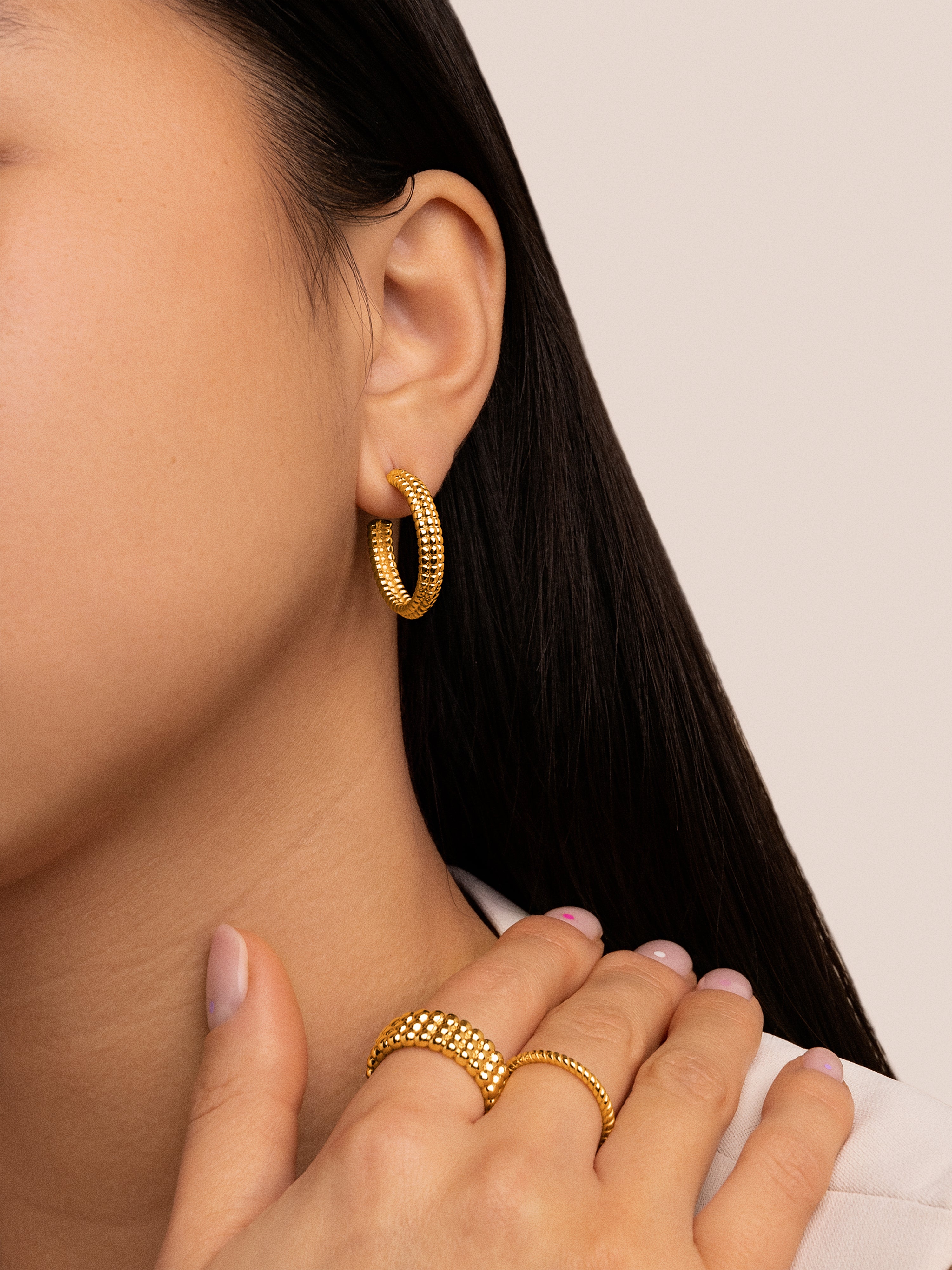 Pebbles Gold Plated Triple Hoop Earrings