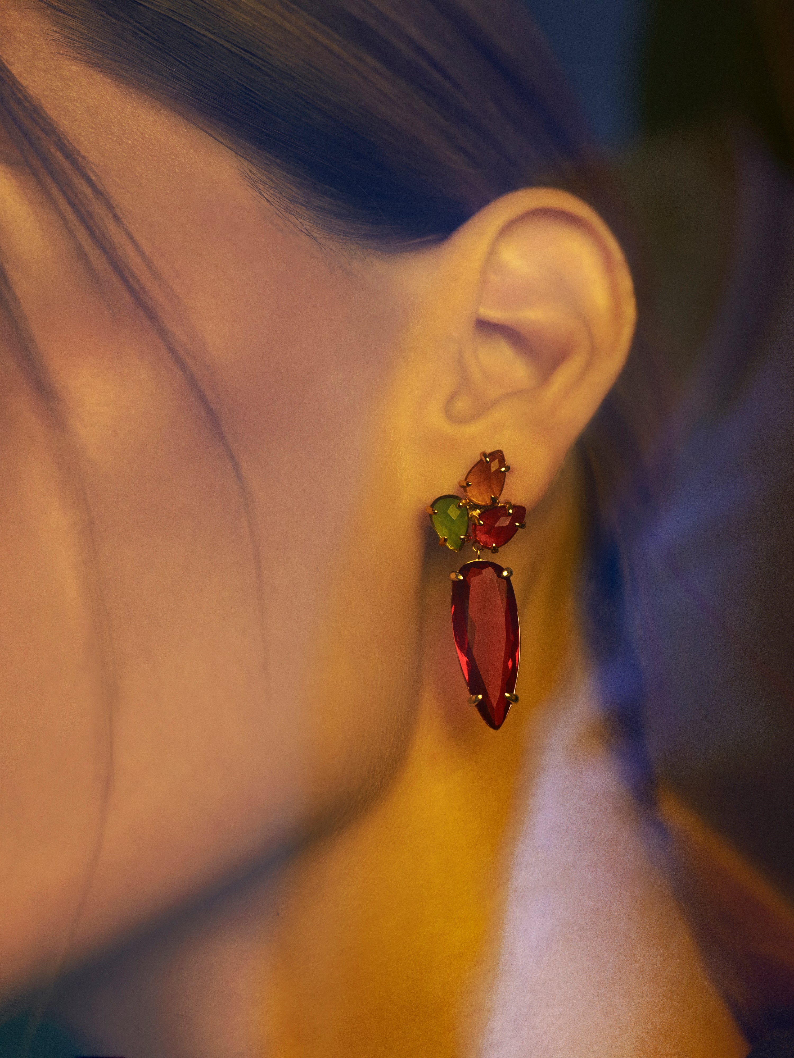 Iris Drop Gold Earrings