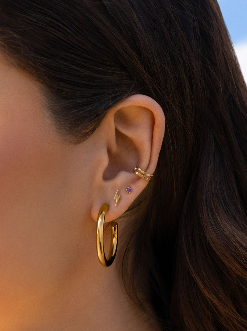 Lightning Bolt Gold Single Earring
