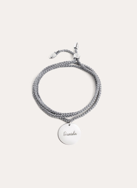 Dream Dark Grey Personalized Silver Bracelet