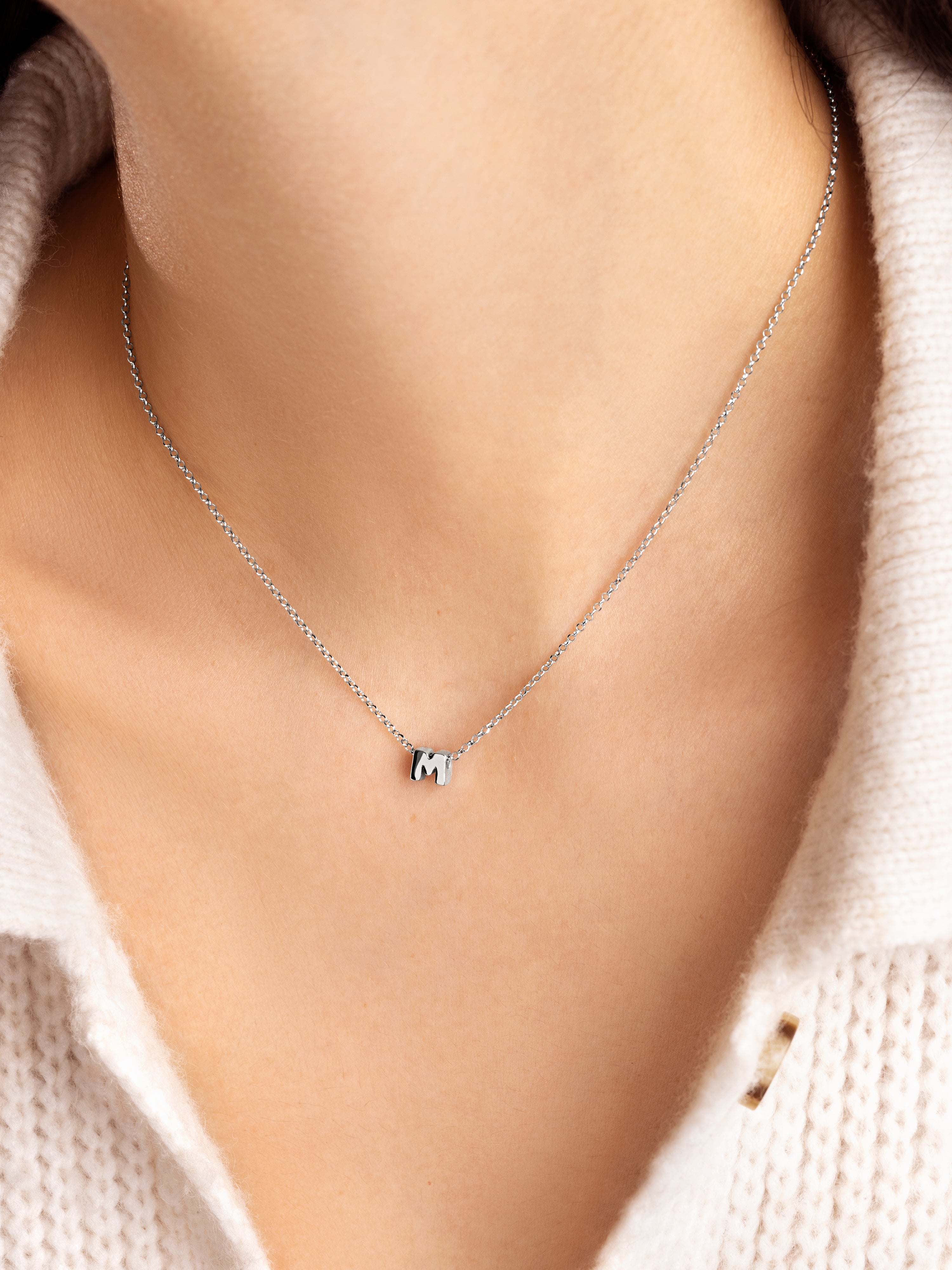 Single Letter Personalized Silver Necklace