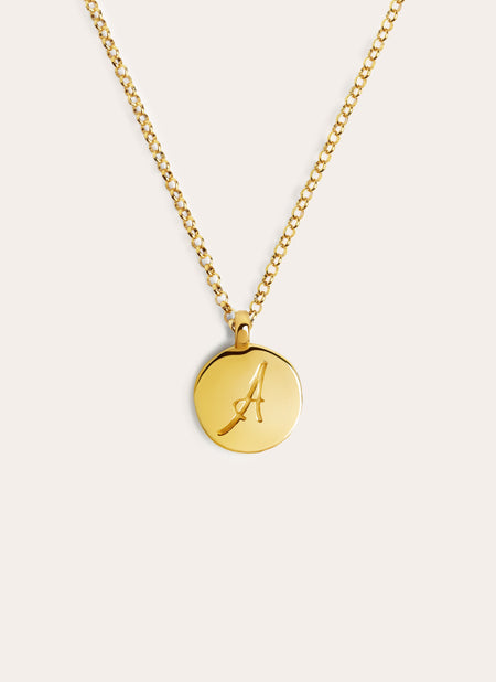 Stamp Letter Personalized Gold Necklace