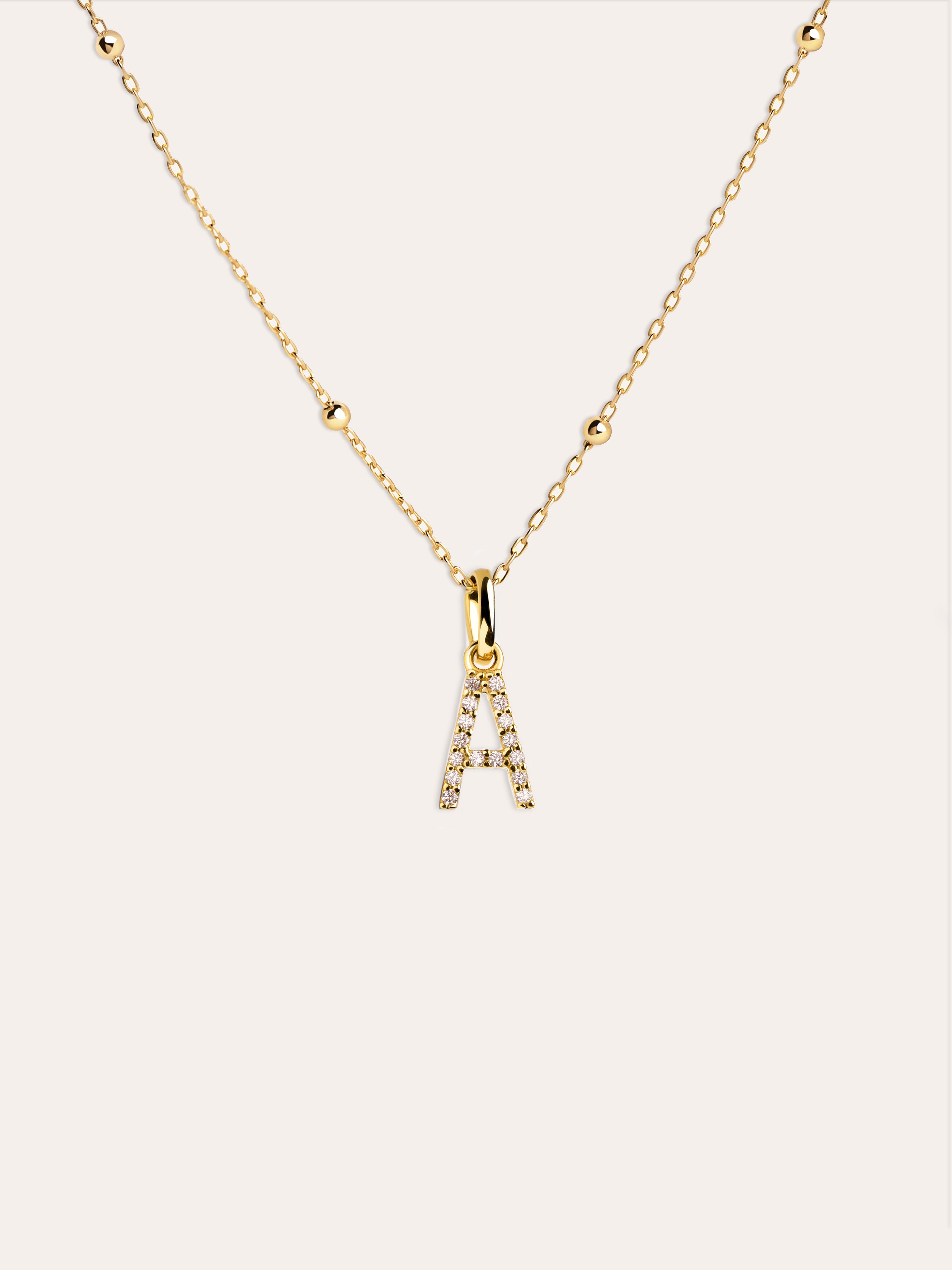  Dots Letter Spark Personalized Gold Necklace