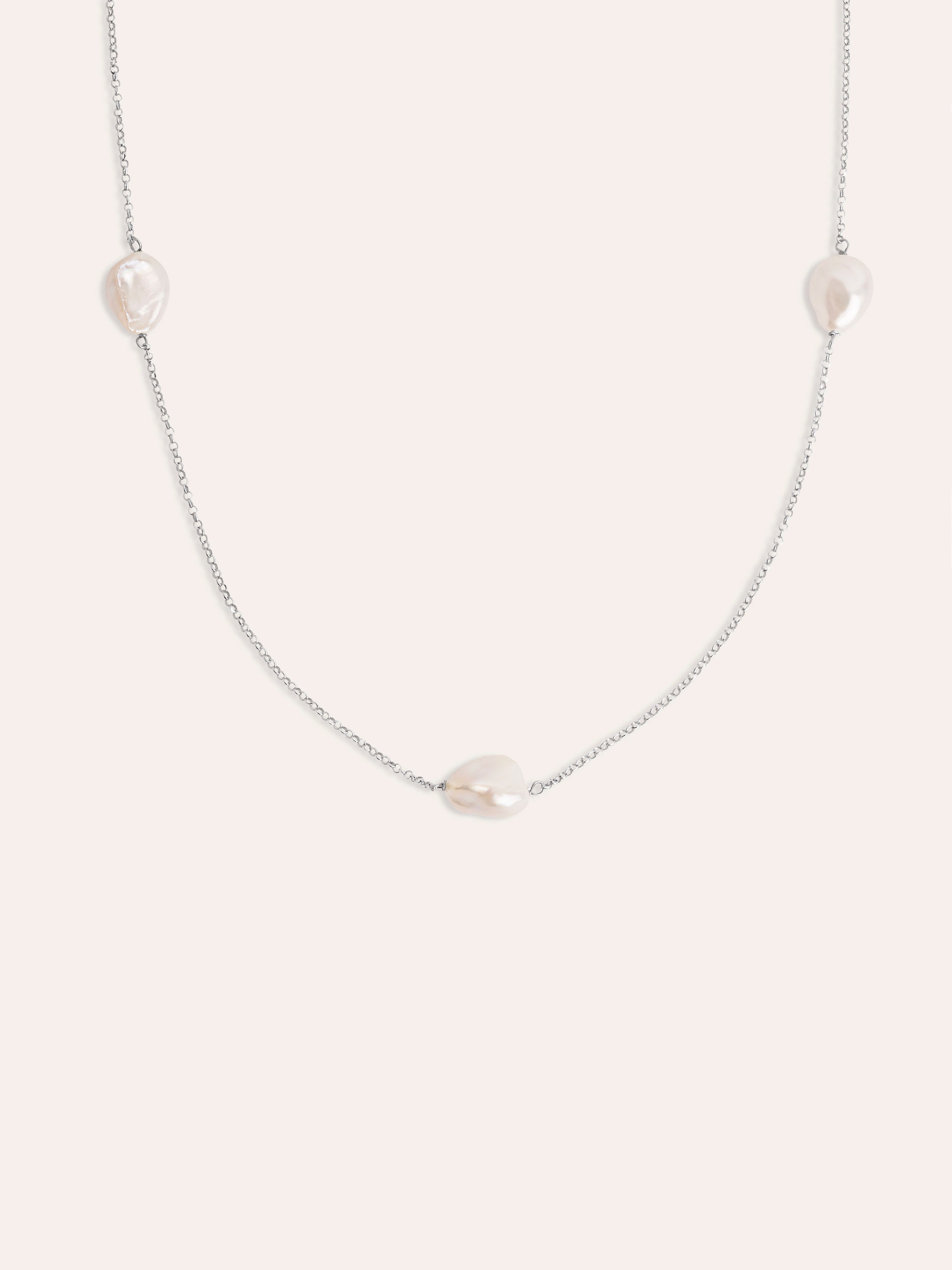 Bean Pearls Silver Necklace