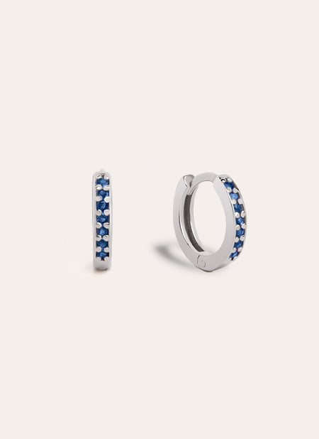 Grace 9kt White Gold Hoop Earrings with Sapphires