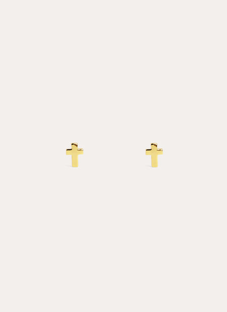 Kids Cross Gold Earrings