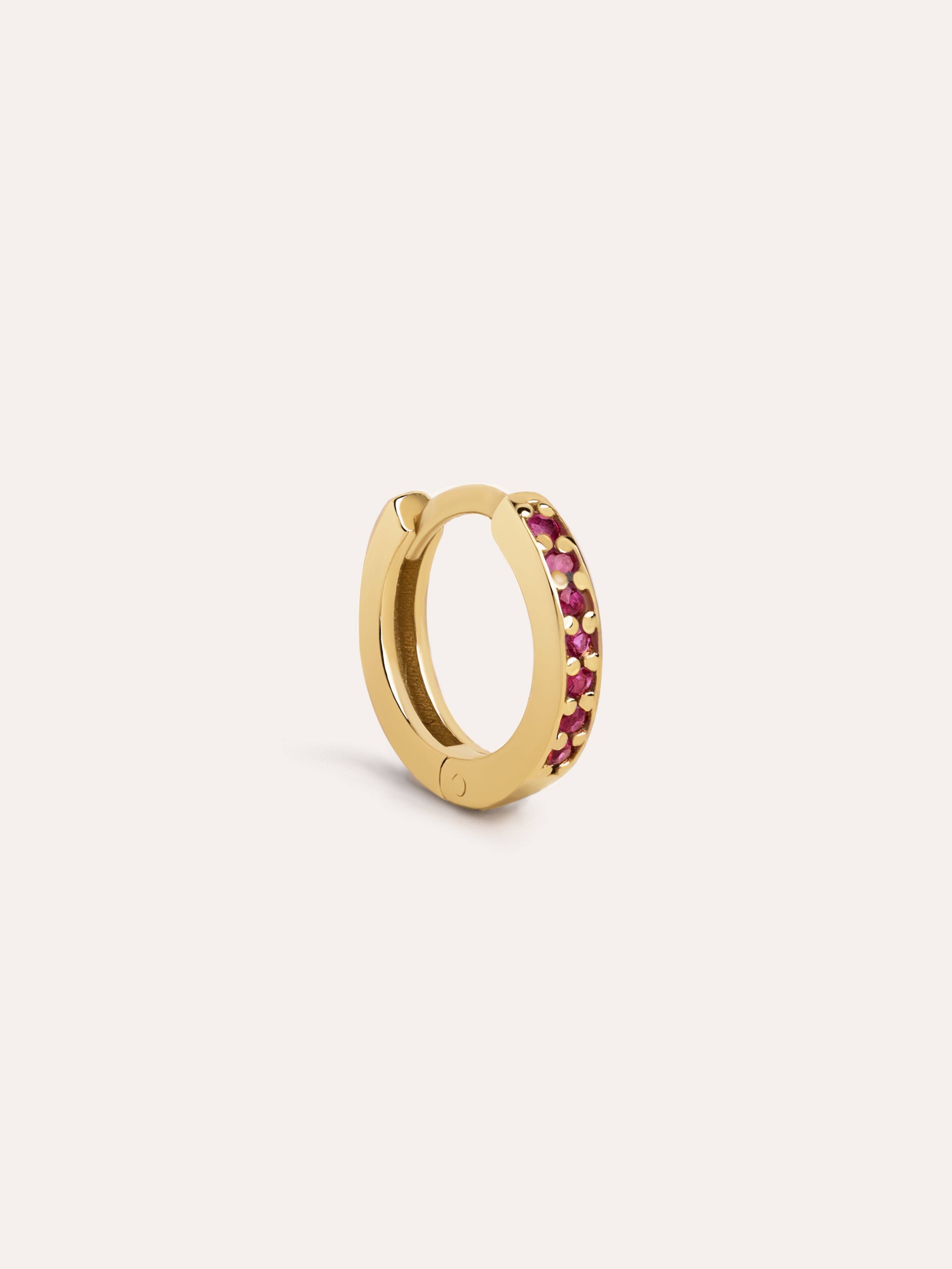 Pendiente Suelto Aro Grace Oro Amarillo 9kt con Rubíes