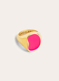 Signet Bean Neon Pink Enamel Gold Ring