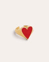 Lovely Heart Red Enamel Gold Ring
