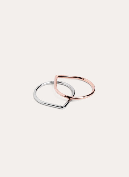 Raindrops 2 Rose Gold & Silver Rings Pack