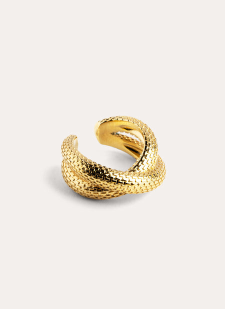 Rope Cross Gold Ring