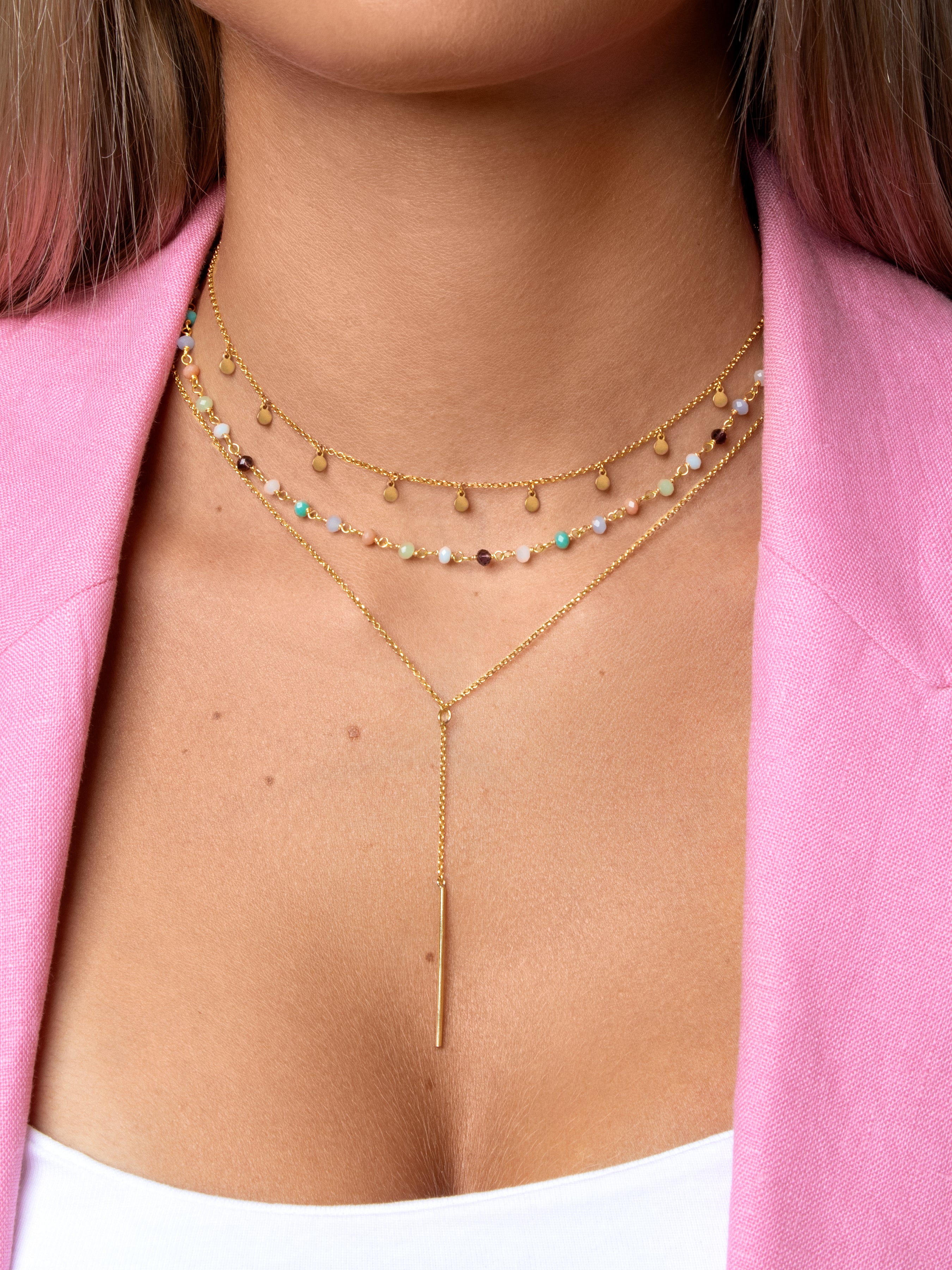 Collane Colorful crystals rete tubolare con cristalli 13 colori Collane Colorful crystals rete tubolare con cristalli 13 colori