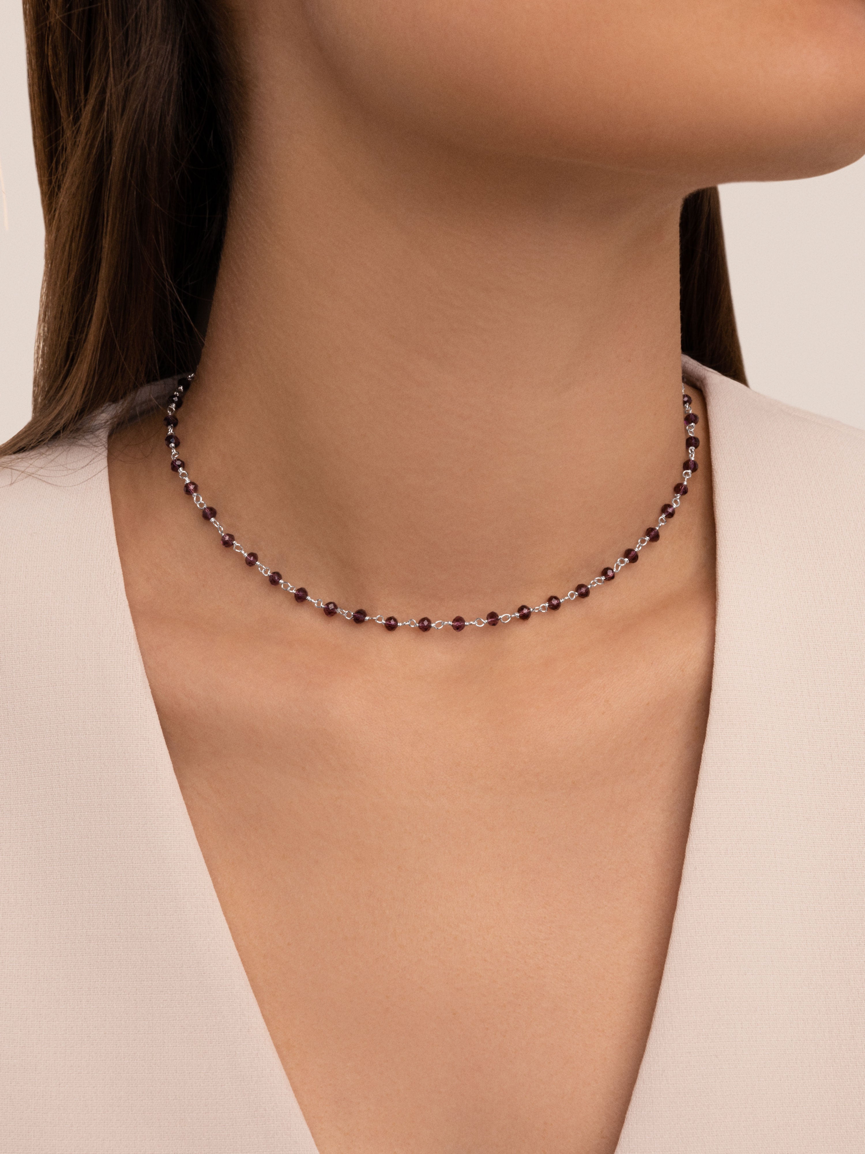 Crystals Lavender Silver Necklace