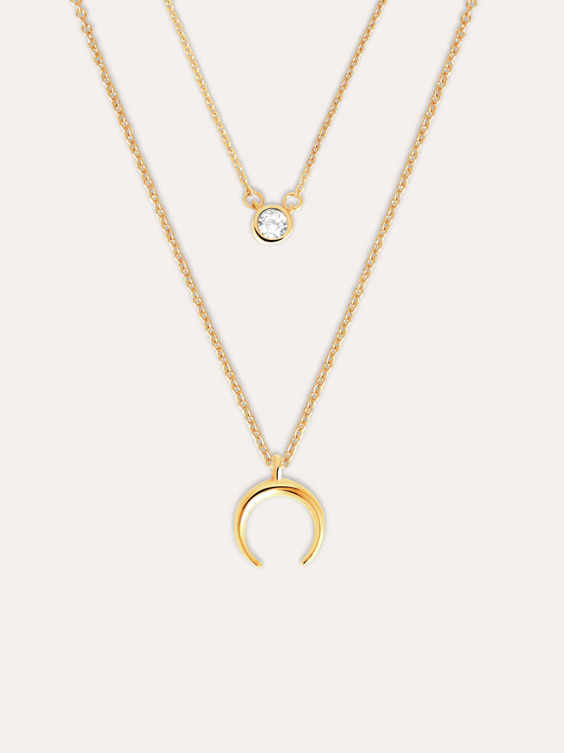 Diamond + Mini Moonset 2 Gold Necklaces Pack