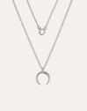 Diamond + Mini Moonset 2 Silver Necklaces Pack