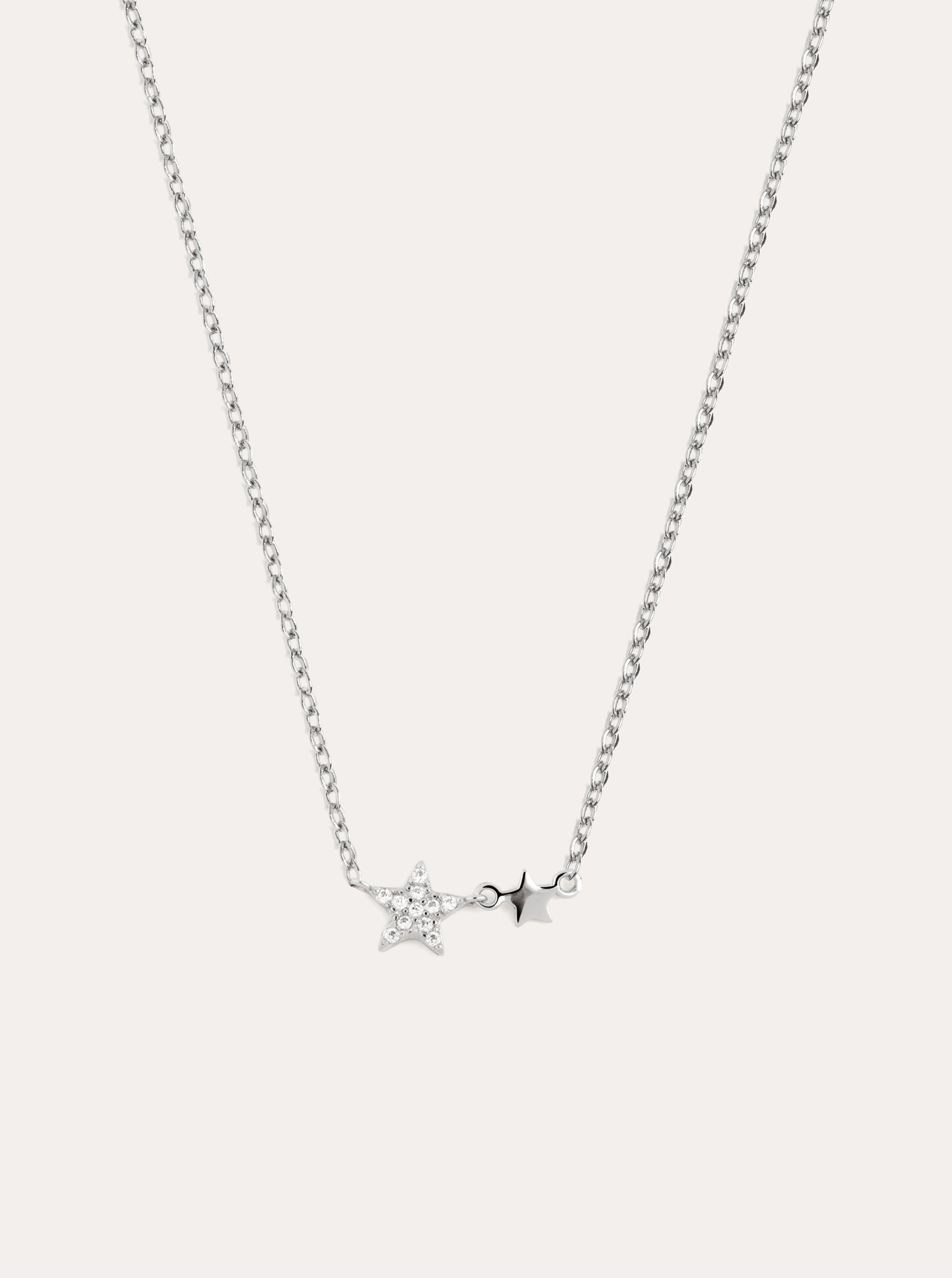 Duo Stars Silver Necklace