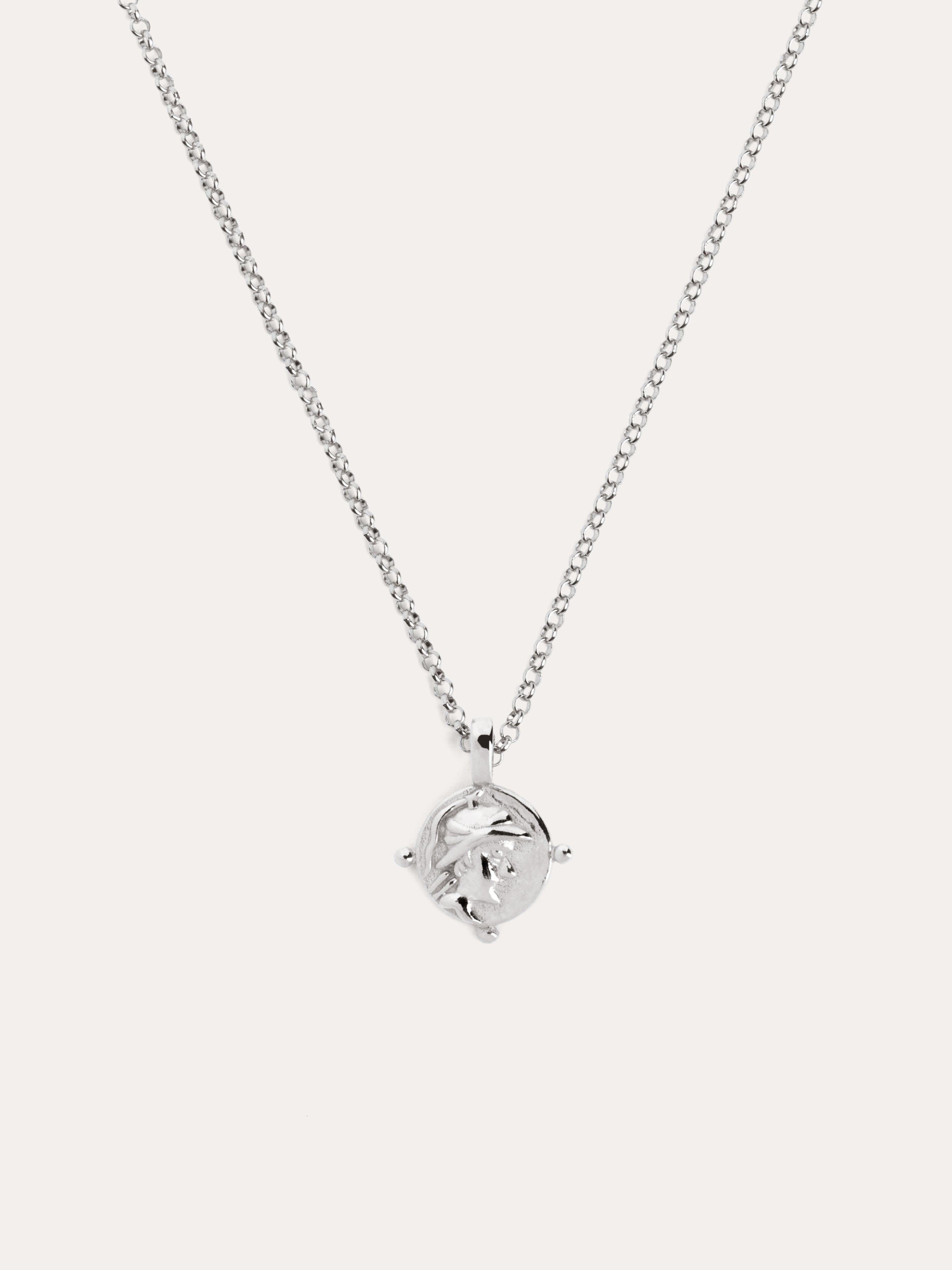 Mini Medallion Roman Silver Necklace