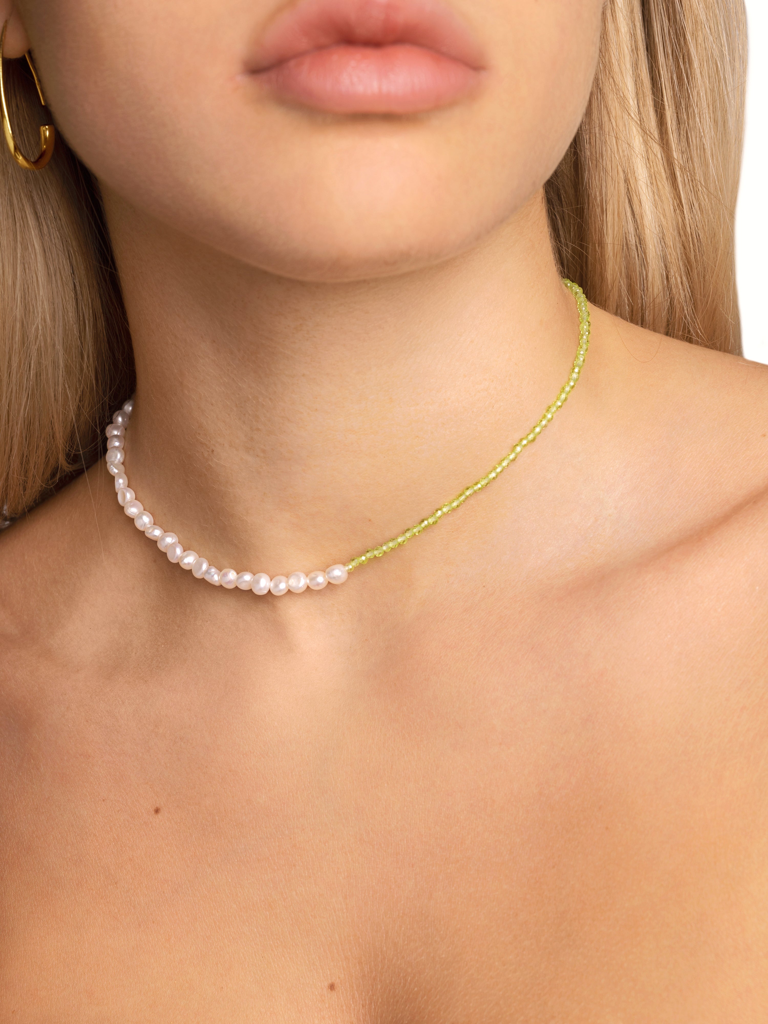 Collar Pearls Peridot Oro