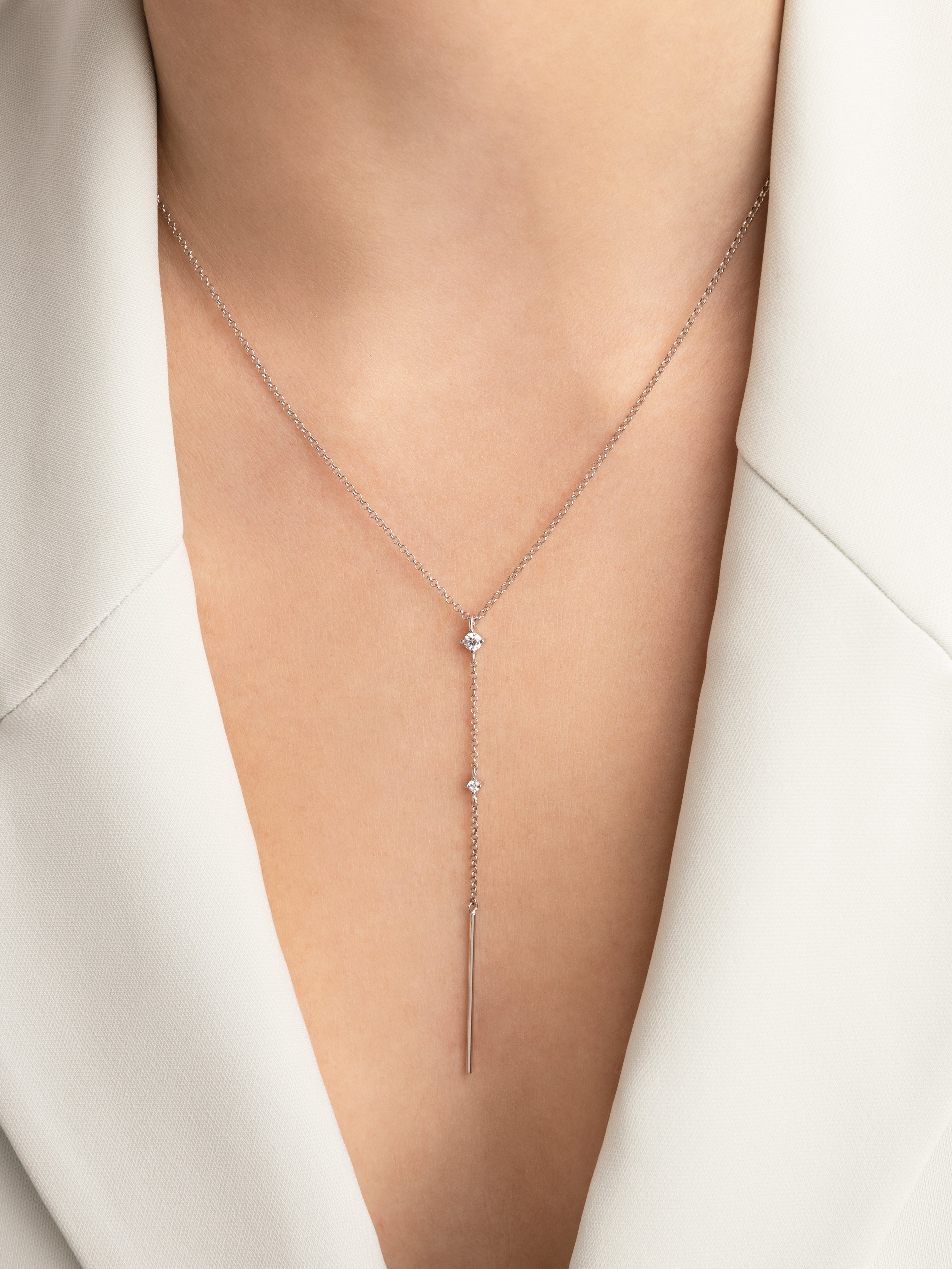 Y Sparks Stick Silver Necklace 