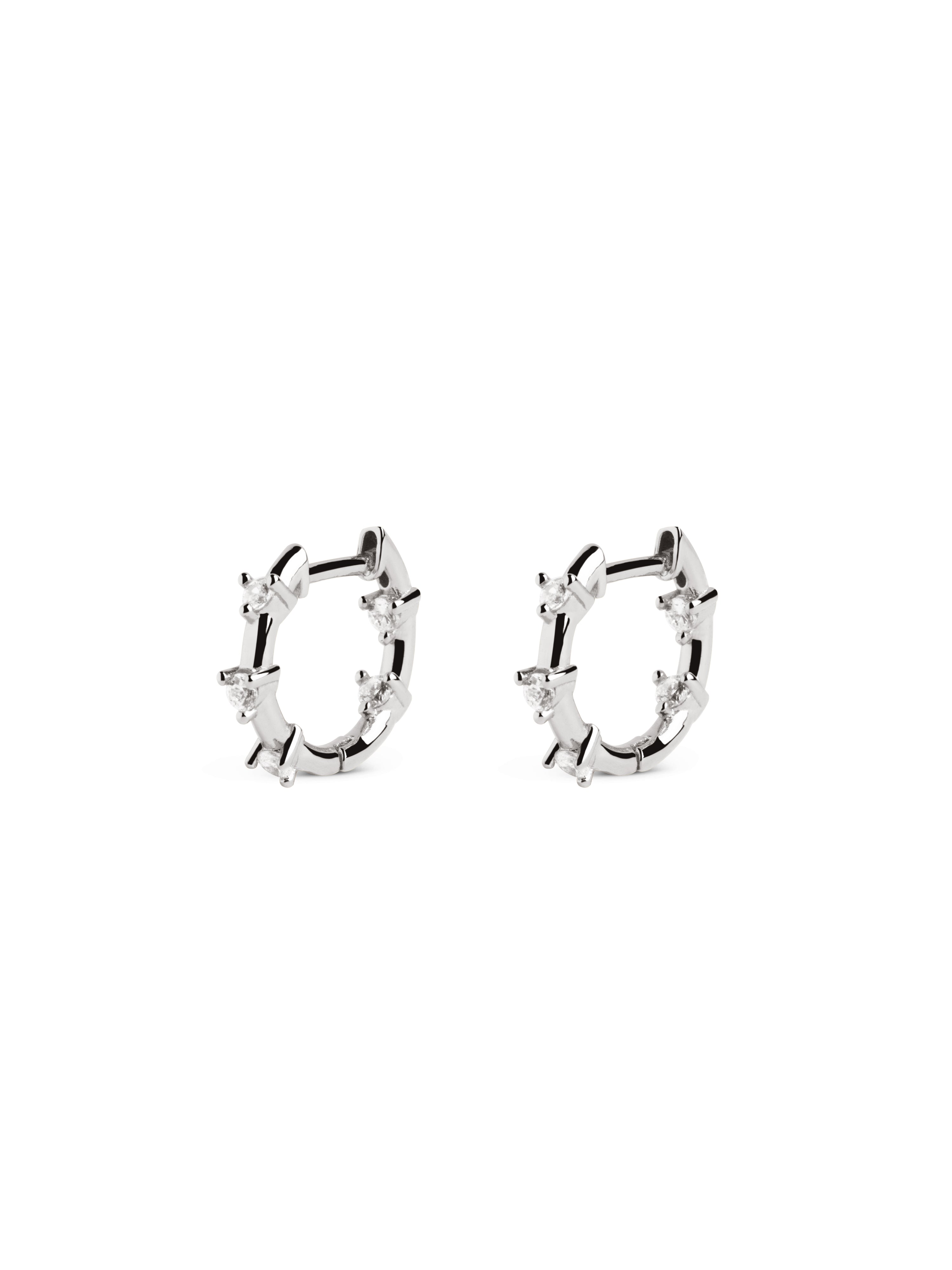 5 Sparks Silver Hoop Earrings