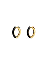 Black Enamel Gold Hoop Earrings