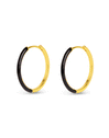 Black Enamel L Gold Hoop Earrings