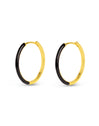 Black Enamel L Gold Hoop Earrings