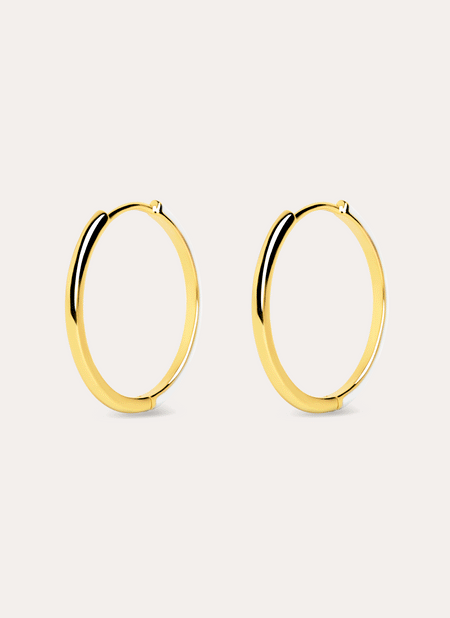 White Enamel L Gold Hoop Earrings