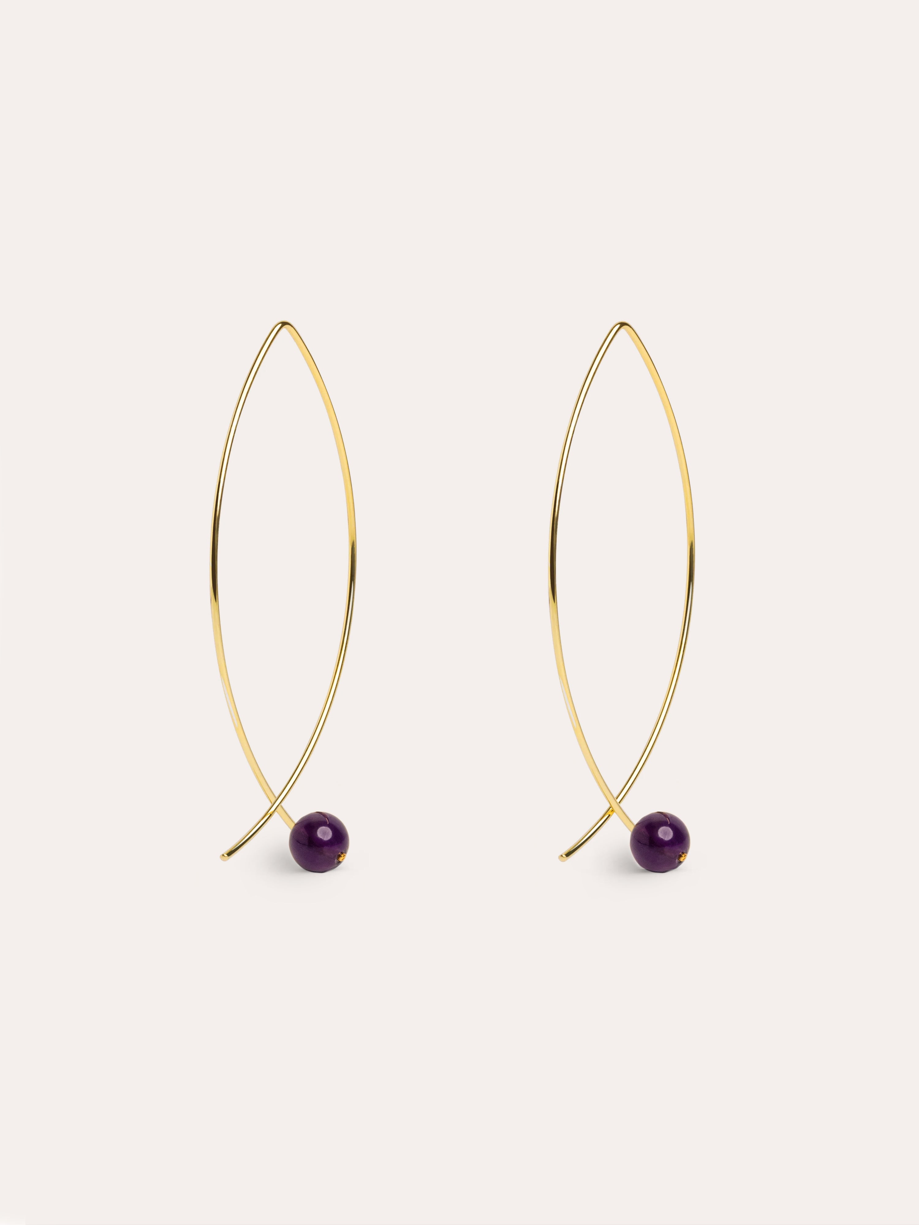 Arch Amethyst Gold Earrings
