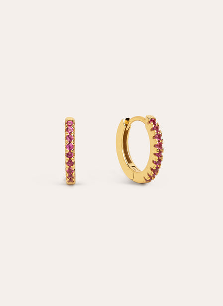 Raspberry Gold Hoop Earrings