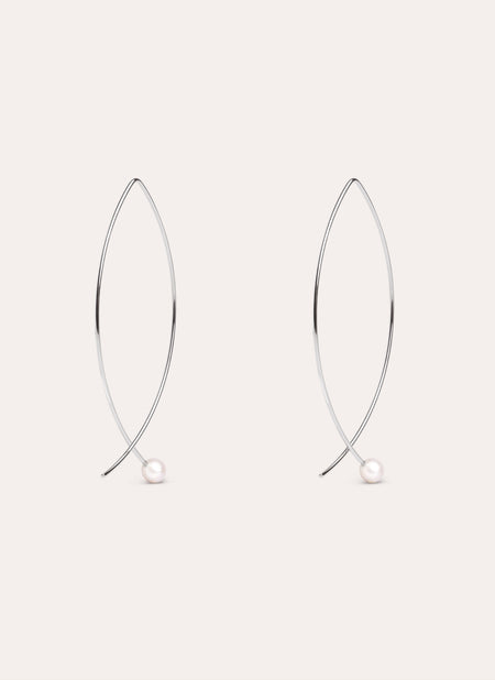 Arch Pearl Silver Earrings