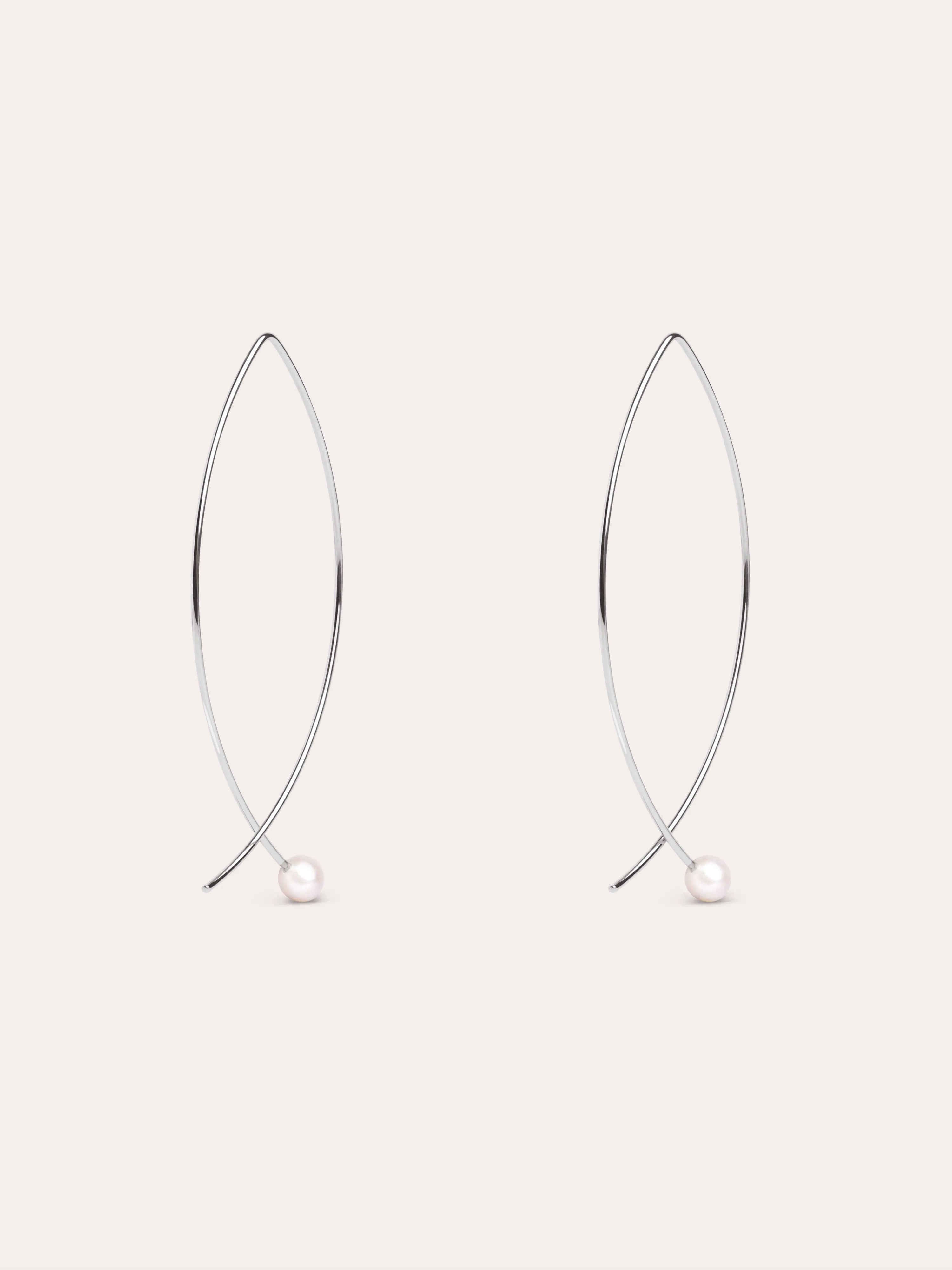Arch Pearl Silver Earrings