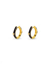 Spark Black Enamel Gold Hoop Earrings