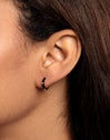 Spark Black Enamel Gold Hoop Earrings