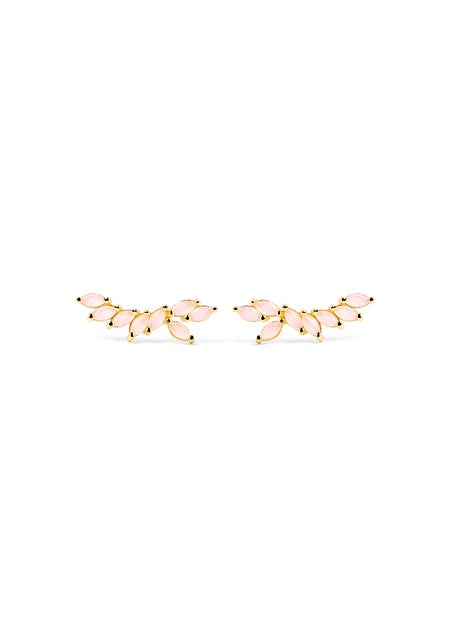 Pendientes Buganvilla White Plata Baño Oro
