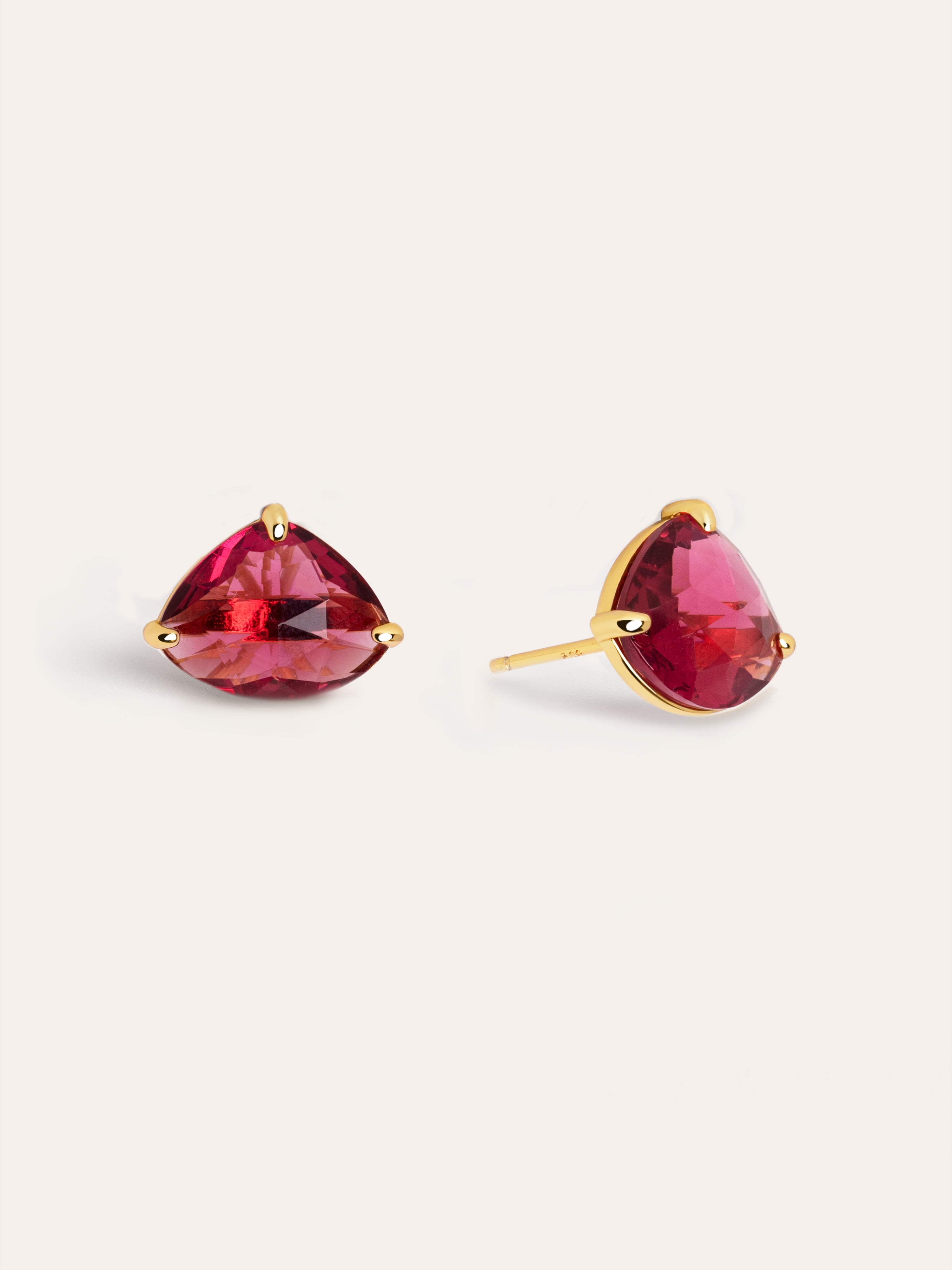 Drop M Raspberry Gold Earrings