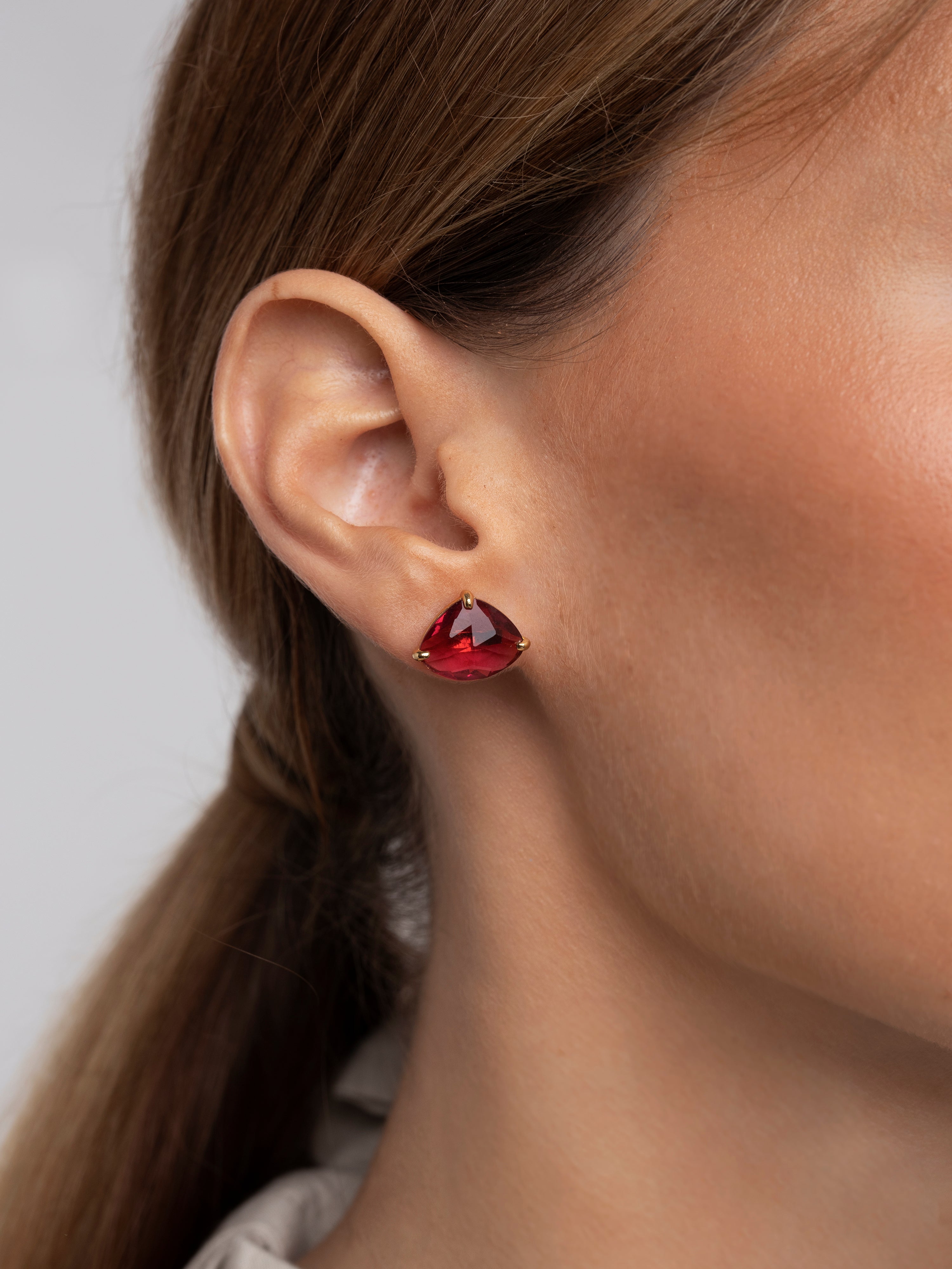 Drop M Raspberry Gold Earrings